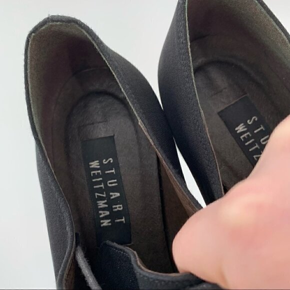 Stuart Weitzman flats size 9.5 black Oxfords chunky vintage 90s Academia - Picture 12 of 12